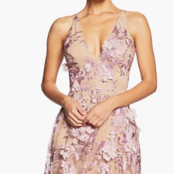 Dress the Population Rise pale pink 3D floral maxi dress. EUC - Picture 3 of 13